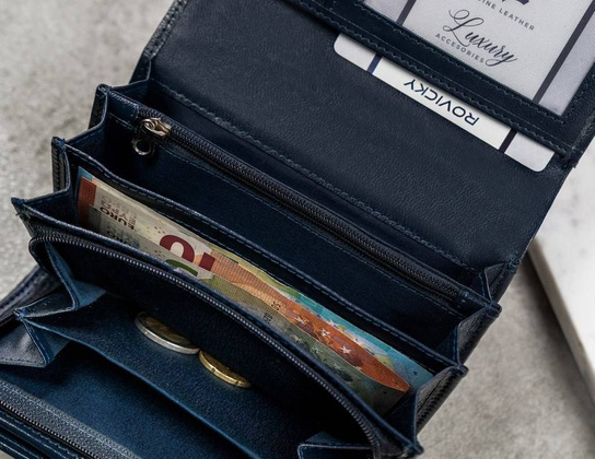 Duży portfel damski z bydlęcej skóry naturalnej