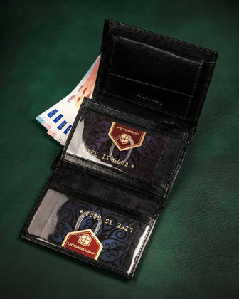 Skorzany portfel meski bez zapiecia zewnetrznego