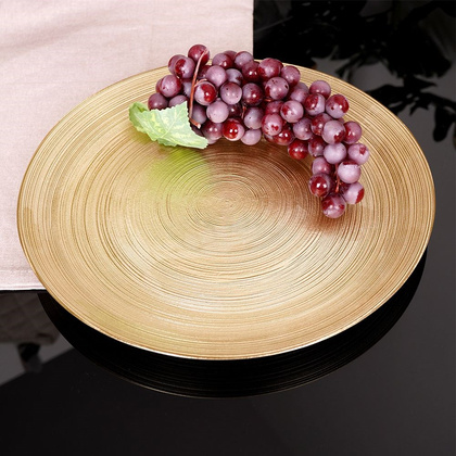 Talerz obiadowy płaski płytki duży szklany złoty 28 cm