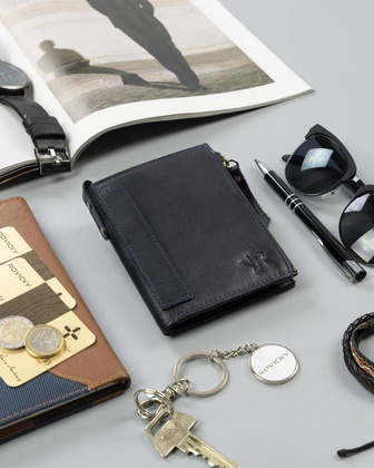 Portfel z dwiema kieszeniami na bilon Rovicky Granatowy