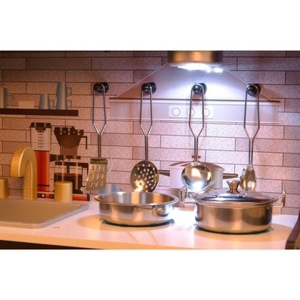 KUCHNIA DREWNIANA DLA DZIECI LAMPKA LED 80x24x80,5CM CZARNA