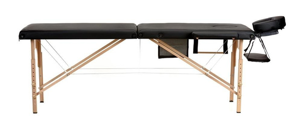 Stół, łóżko do masażu 2-segmentowe drewniane Czarne
