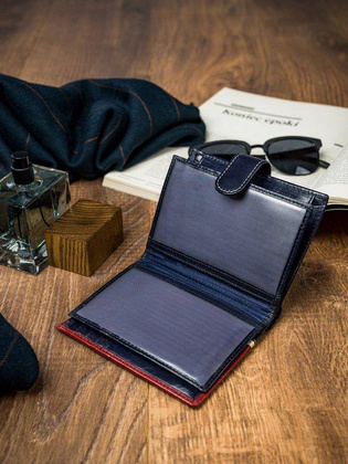 Pionowy portfel męski dwukolorowy, skóra naturalna hq