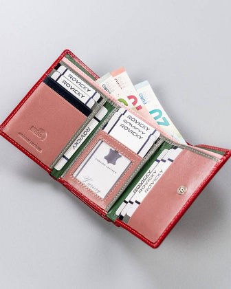 Kompaktowy portfel z polerowanej skóry naturalnej