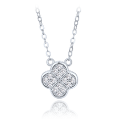 MINET Srebrny naszyjnik z koniczyną i białymi cyrkoniami