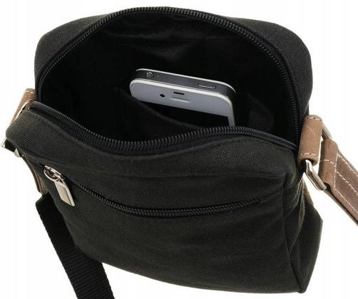 Skórzana, męska torba na ramię z kieszonką zewnętrzną