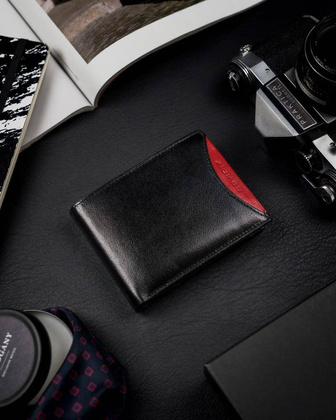 Portfel męski z naturalnej skóry licowej z wyjmowanym etui na karty