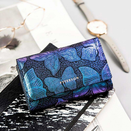 Damski, skórzany portfel w motylki Peterson