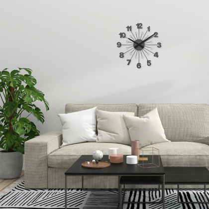 LAVVU Czarny zegar Nuance ⌀49cm