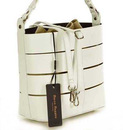 MARCO MAZZINI Torba skórzana bucket letaher elegante bag biały - min. zamówienie 20 / 50 / 100 szt.