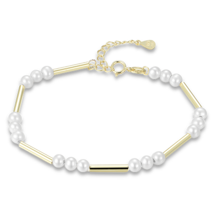 MINET Pozłacana srebrna bransoletka z naturalnymi perłami