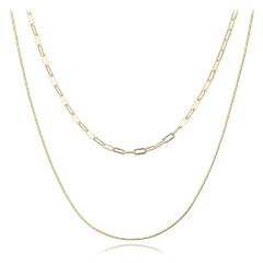 MINET Elegancki pozłacany podwójny naszyjnik srebrny