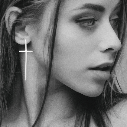 MINET Kolczyki srebrne pozłacane KRZYŻ