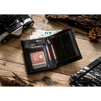 Portfel męski ze skóry z RFID Peterson Czarny