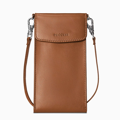 Torebka na telefon skórzana PUCCINI VULCANO VC92525 2B Brązowa