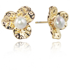 Kolczyki ze stali szlachetnej platerowane złotem KST3358