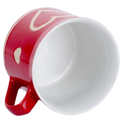 Kubek ceramiczny z uchem / garnuszek do podgrzewania serce 650 ml