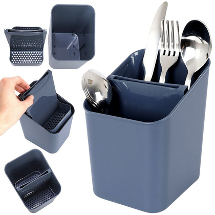 Ociekacz stojak koszyk pojemnik na sztućce przybory kuchenne organizer kuchenny szary