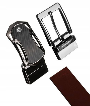 Zestaw prezentowy: skórzany pasek męski z wymienną klamrą na bolec