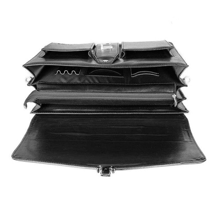 Skórzana teczka męska na ramię aktówka czarna - Pavone Nero Savio 2294 BL