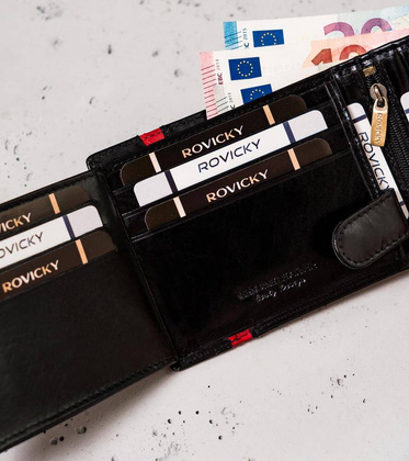 Portfel męski skórzany N61-RVTP-3036 Czarny-Red