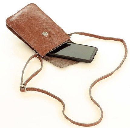 MARCO MAZZINI Torebka skórzana etui na telefon brąz - min. zamówienie 20 / 50 / 100 szt.
