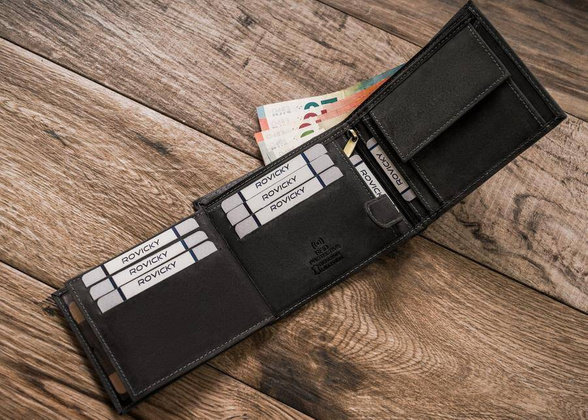 Portfel męski skórzany N992-CHM-DOG-2 Czarny