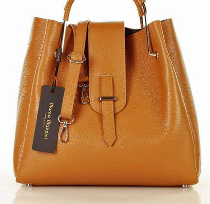 MARCO MAZZINI Torebka skórzana designerski kuferek handbag brąz camel - min. zamówienie 20 / 50 / 100 szt.