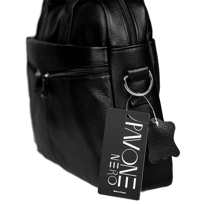 Skórzana torba męska czarna na ramię laptopa 15,6" - Pavone Nero Parma 2461 BL