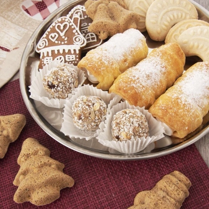 Stalowa taca do serwowania okrągła talerz na przekąski przystawki ciasteczka 28 cm