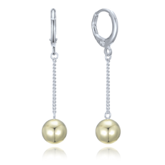 MINET Kolczyki wiszące srebrne w połączeniu z pozłacanymi kulkami