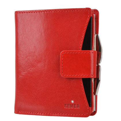 Portfel damski skórzany KEMER D29 Czerwony - min. zamówienie 20 / 50 / 100 szt.