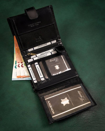 Skorzany duzy portfel meski z systemem RFID