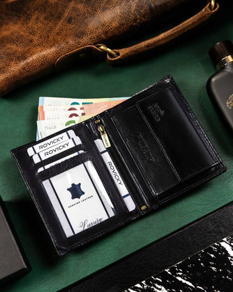 Duzy skorzany portfel meski bez zapiecia