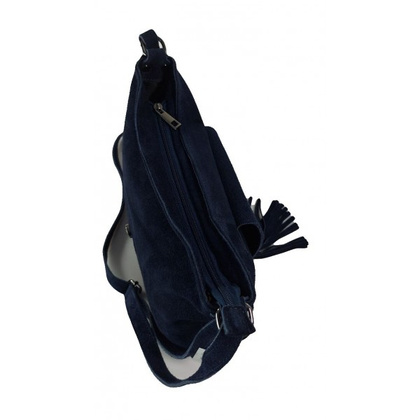 Duża zamszowa listonoszka ,chlebak Vera Pelle ,pojemna przewieszka A5 Granatowaa VPZ55BS