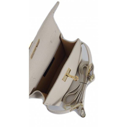 Włoska zgrabna skórzana listonoszka Vera Pelle kuferek,kufereczek Jasny beż VPK321E