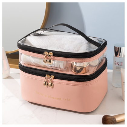 Kosmetyczka rozkładana 2 poziomowa 17x23x15cm różowa KS92WZ4