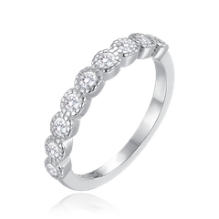 MINET Pierścien srebrny z białymi cyrkoniami wielkość 16