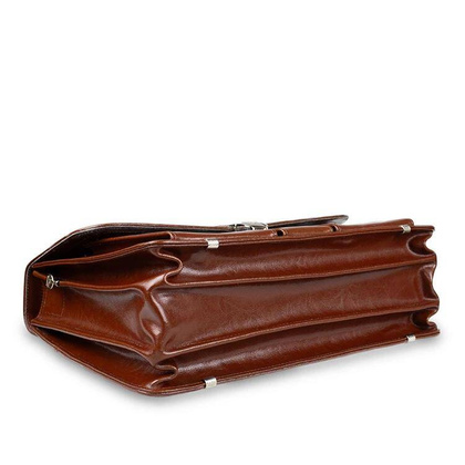 Skórzana teczka męska na laptopa brązowa - Pavone Nero Roma 2140 BR