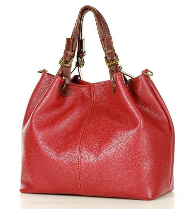 Torba skórzana klasyczny shopper bag - MARCO MAZZINI ciemny czerwony - min. zamówienie 20 / 50 / 100 szt.