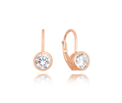 MINET Rose gold kolczyki srebrne z białymi cyrkoniami