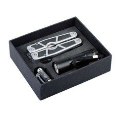 Narzędzie wielofunkcyjne z latarką UPOMINKARNIA Survivor Czarny