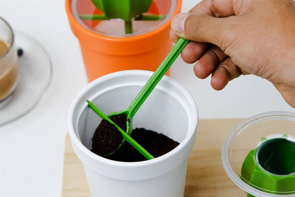 Pojemnik z łyżeczką na kawę kaktus Cacnister biało-zielony 10280-WH-GN