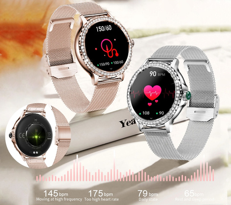 Smartwatch Damski Rubicon RNCF19-1 Różowe Złoto Bransoleta + Pasek