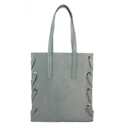 Zamszowa torba Shopper bag ,duży worek, kółka,  Vera Pelle pojemny Szara  WK745G KEMER