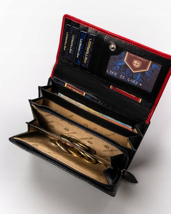 Duży skórzany portfel damski na zatrzask