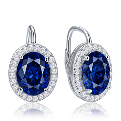 MINET Eleganckie srebrne kolczyki z granatowymi i białymi cyrkoniami