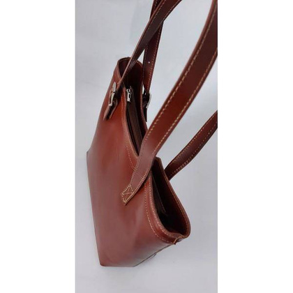 Włoska skórzana torebka na ramię Vera Pelle ,,format A4, Brązowa V19M