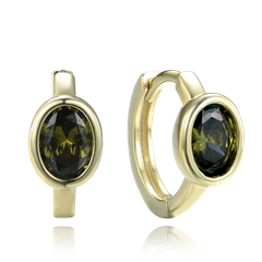 MINET Pozłacane srebrne kolczyki z zielonymi cyrkoniami