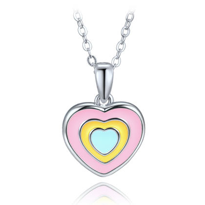 MINET Dziecięcy srebrny naszyjnik tęczowym sercem